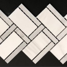 LHB01 SUBWAY HERRINGBONE WEAVE DOLOMITE/CARRARA 12x12 MARBLE MOSAIC  LHB01