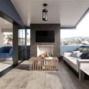 Dining Patio With Wood-look Tile
