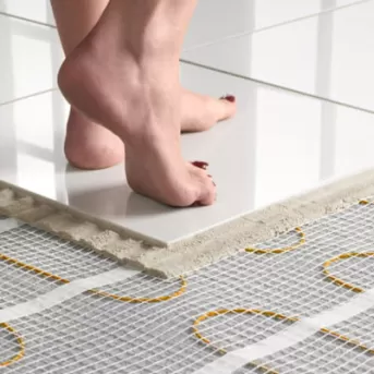 Feet on heated floor