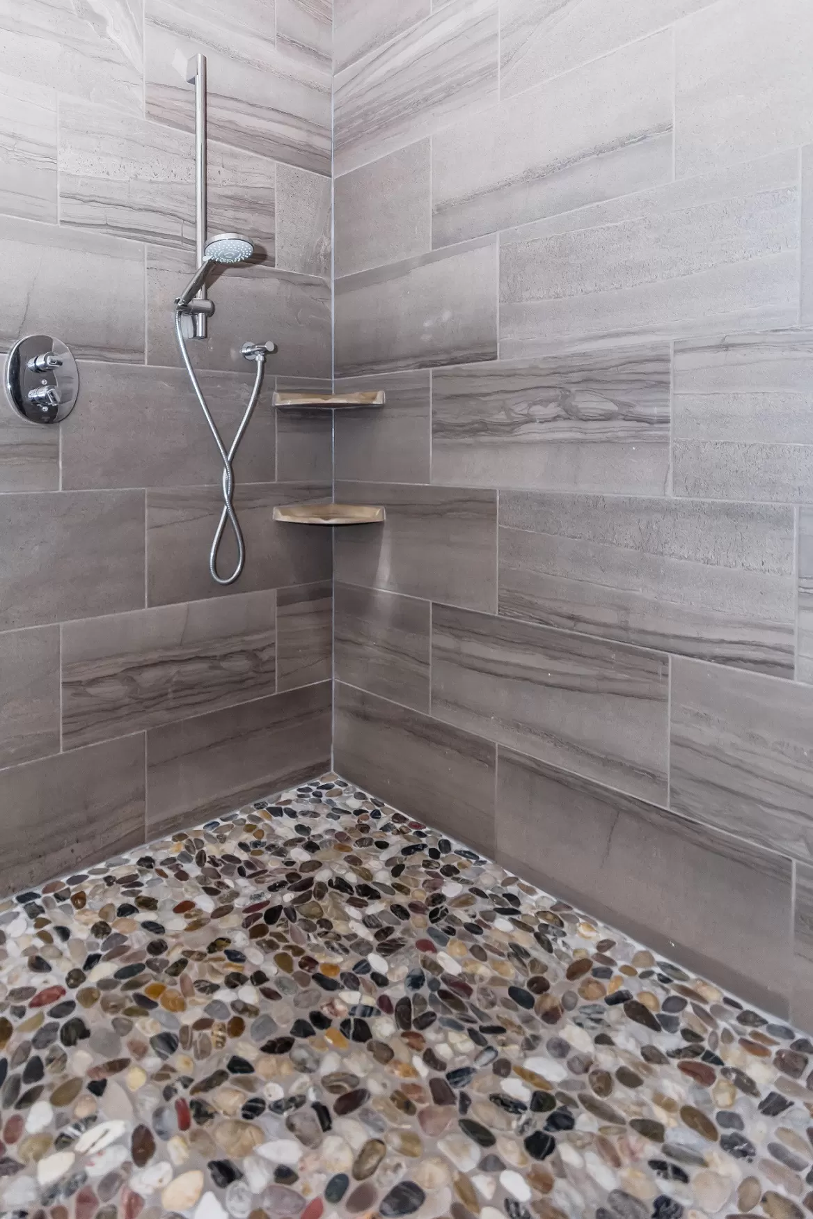 Bathroom Shower with Natural Stone Base