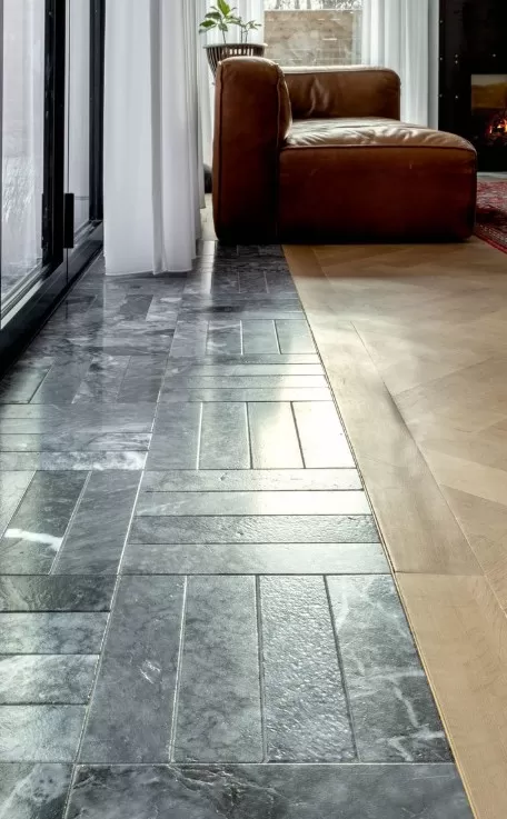 Marble Aqua Intenso 3x12 Laid In Gorgeous Pattern