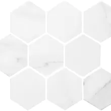 MIKI MARBLE HEXAGON CARRARA WHITE 4x4 PORCELAIN MOSAIC  MNCKW1003