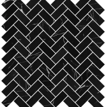 MURANO NERO MARQUINA 12x12 HERRINGBONE MOSAIC .