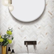 VALENTINO BIANCO HERRINGBONE 1x4 MARBLE MOSAIC 455100