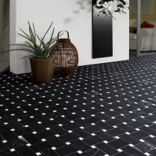 MARBLE NERO MARQUINA .x. BASKETWEAVE WITH WHITE DOT  910200