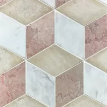 3D 6" MARBLE HEXAGON BEIGE/ARISTON WHITE /PINK ALICANTE .x. MOSAIC .