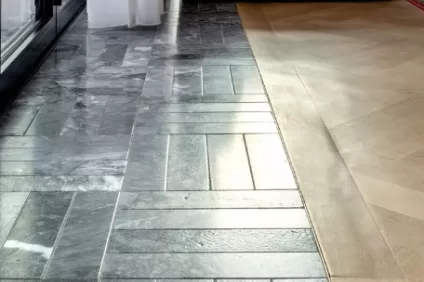 Marble Aqua Intenso 3x12 Laid In Gorgeous Pattern