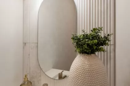 Fluted Marble Law Office Bathroom