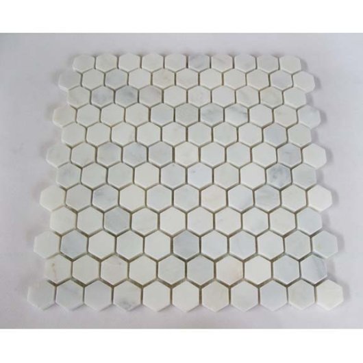 32STM002 POLISHED ICY WHITE 1" HEXAGON 12x12  32STM002