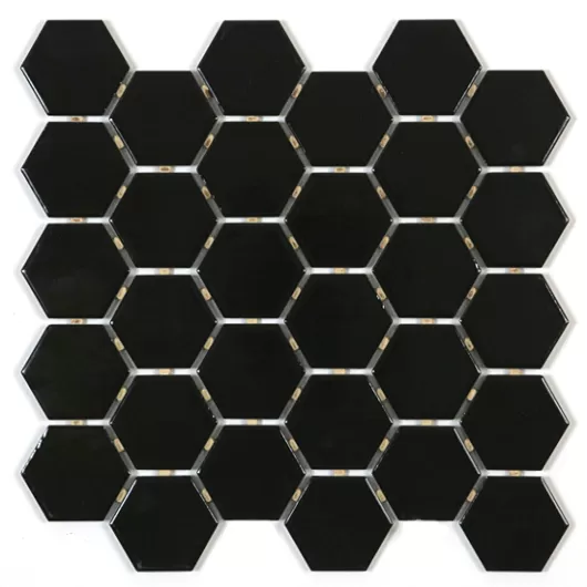 ONTARIO HEXAGON BLACK 2x2 GLOSSY  OD.ON.BLK.02.HEX.GL