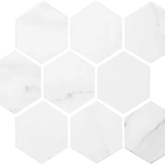 MIKI MARBLE HEXAGON CARRARA WHITE 4x4 PORCELAIN MOSAIC  MNCKW1003
