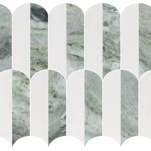 COASTLINE 2 TONE MARBLE MOSAIC EMERALD 12x12 HONED W/POLISHED ACCENTS  111600