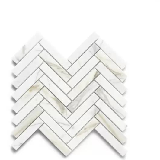 NATURAL STONE CALACATTA GOLD HERRINGBONE 1x4 HONED MOSAIC .