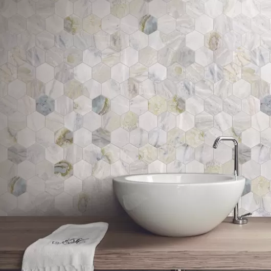 MARBLE VERSILIA BLU 3x3 HEXAGON MOSAIC  380333