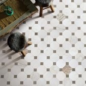 VALENTINO BIANCO OCTAGON W/ LATTE DOT 6"x. MOSAIC 455300