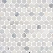 SANTORINI WHITE MARBLE PENNY ROUND 1x1 HONED MOSAIC  625404